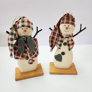 Home Interiors Mr and Mrs Snowman made of Wood for Christmas